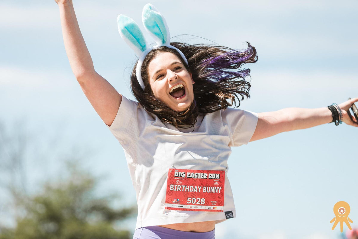 Michaela Running with Joy in an Easter Race