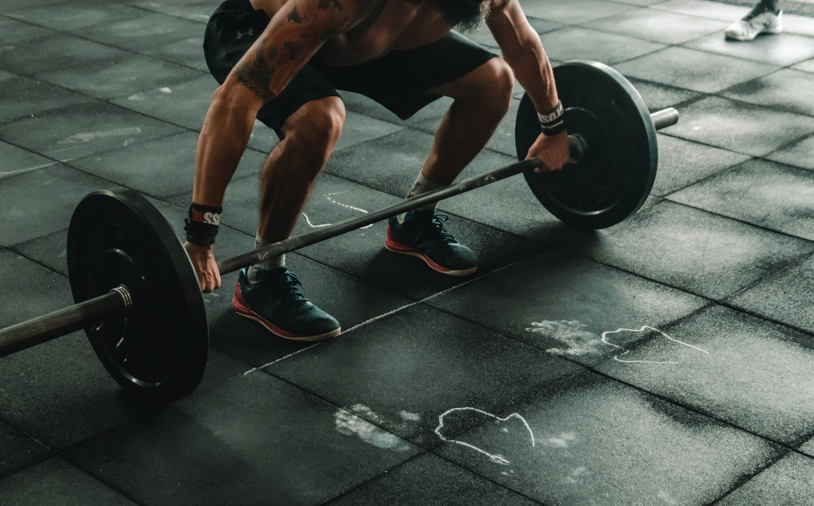 Olympic lifter preparing for a lift