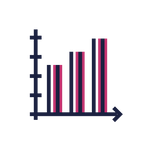 Bar chart with upward trend icon