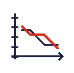 An icon representing a chart with a downward trend.