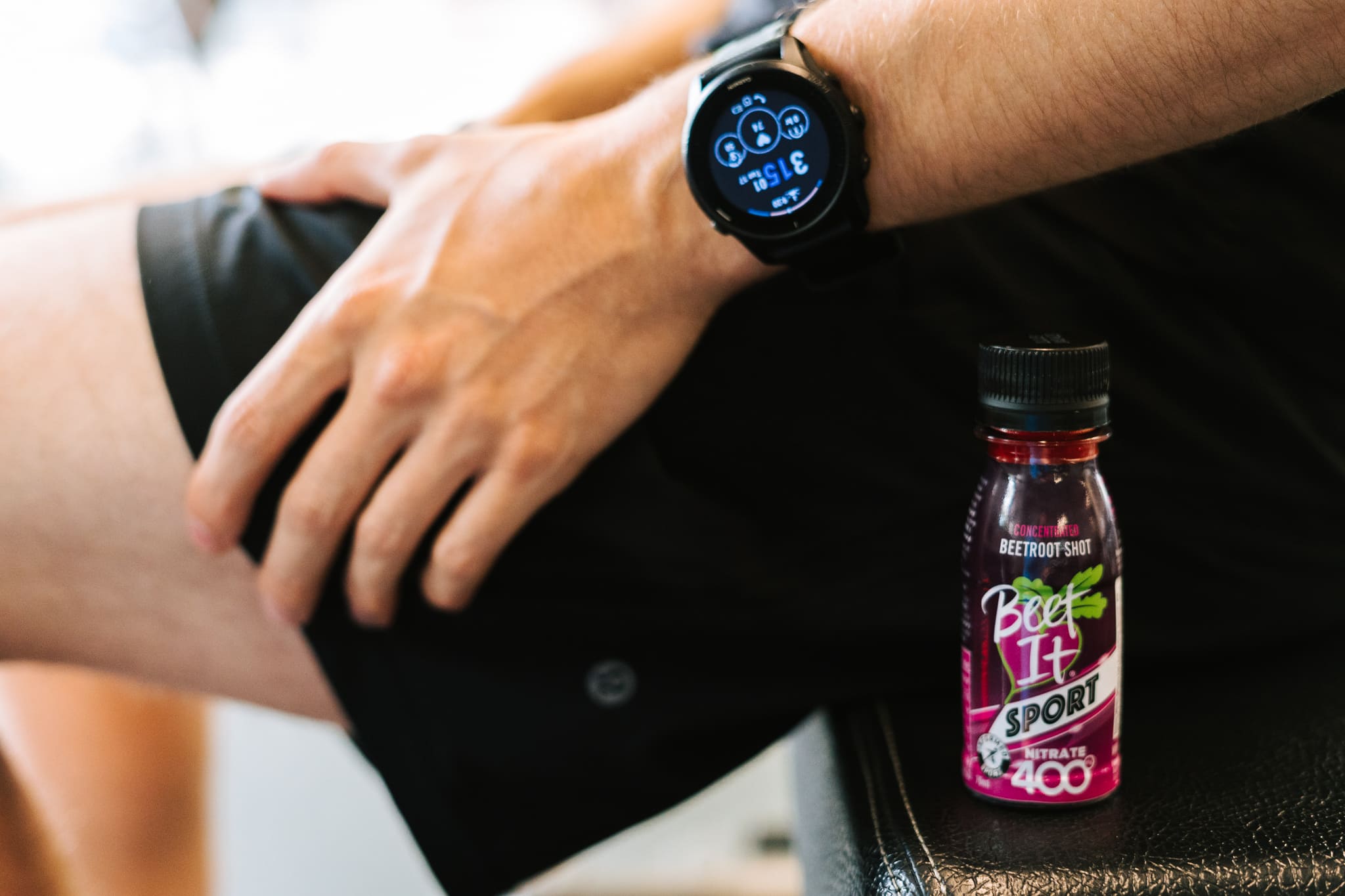Beet It Sport Nitrate 400 Next to an Athlete Resting