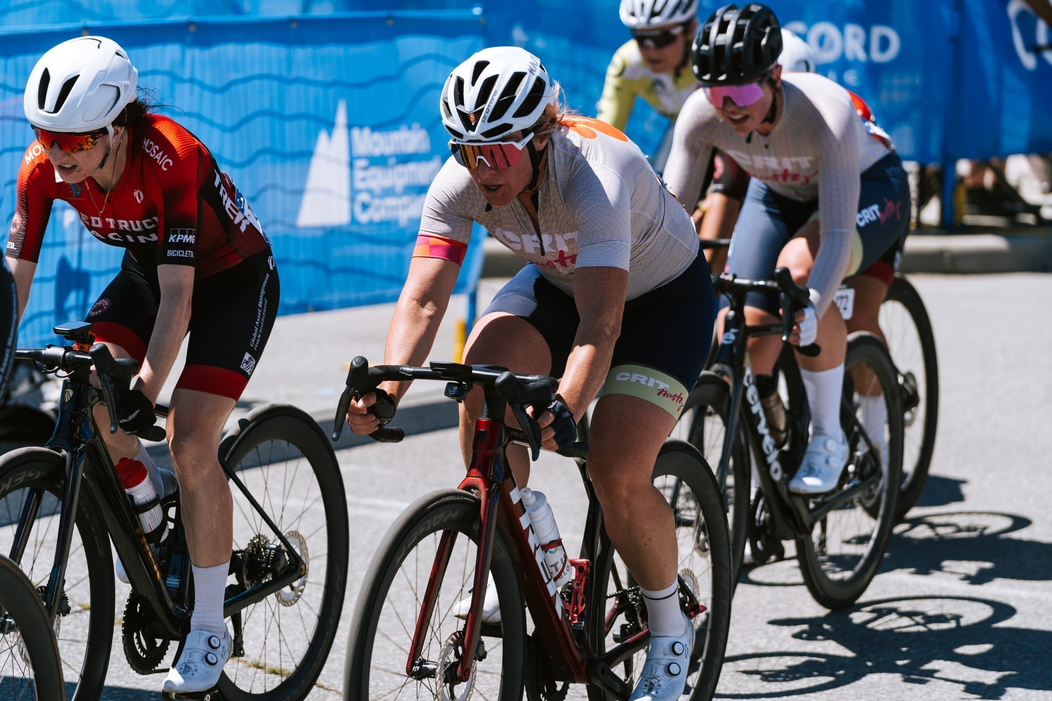Cyclists Racing at a Crit race