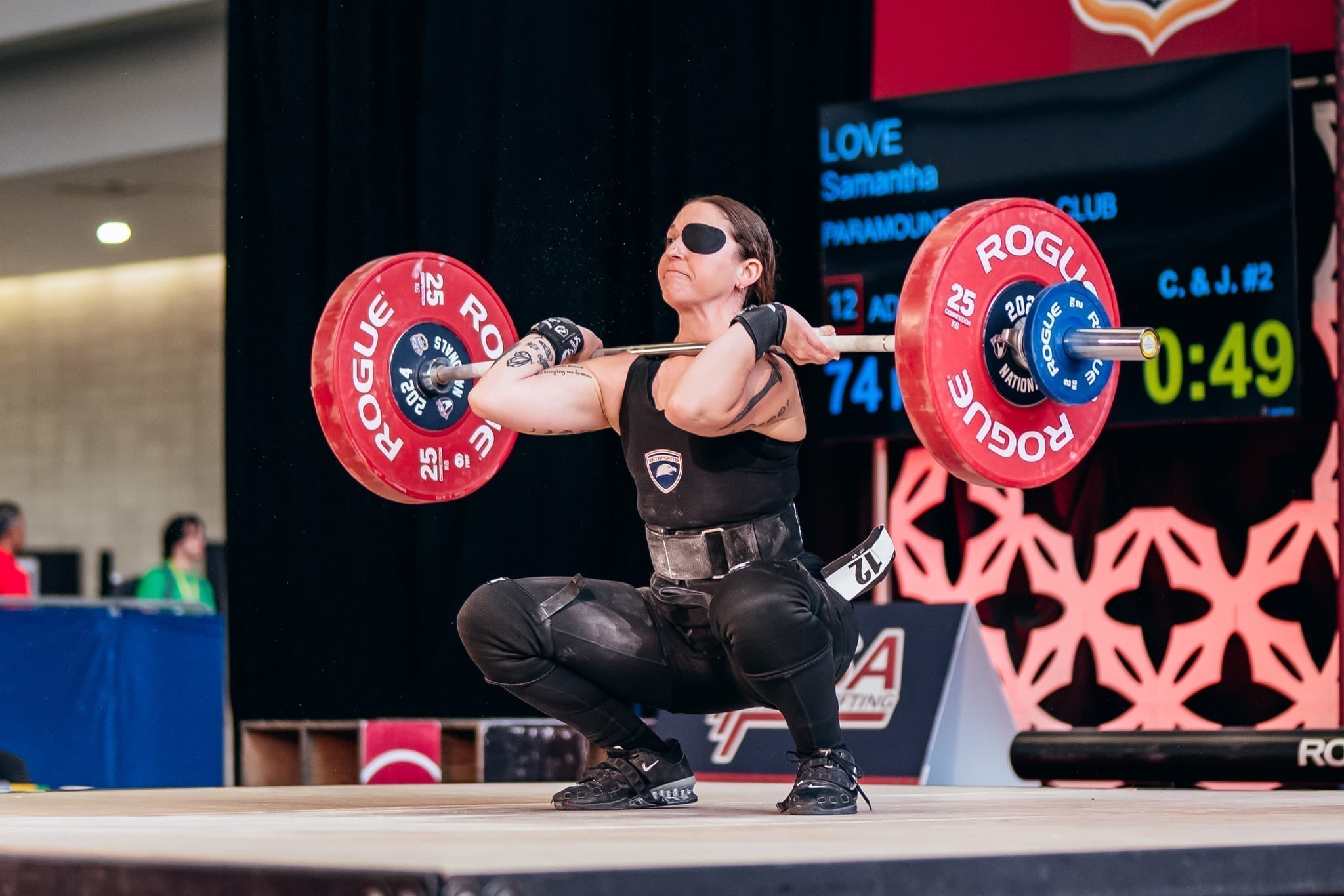 Samantha Love Lifting at an Olympic Weightlifting Competition