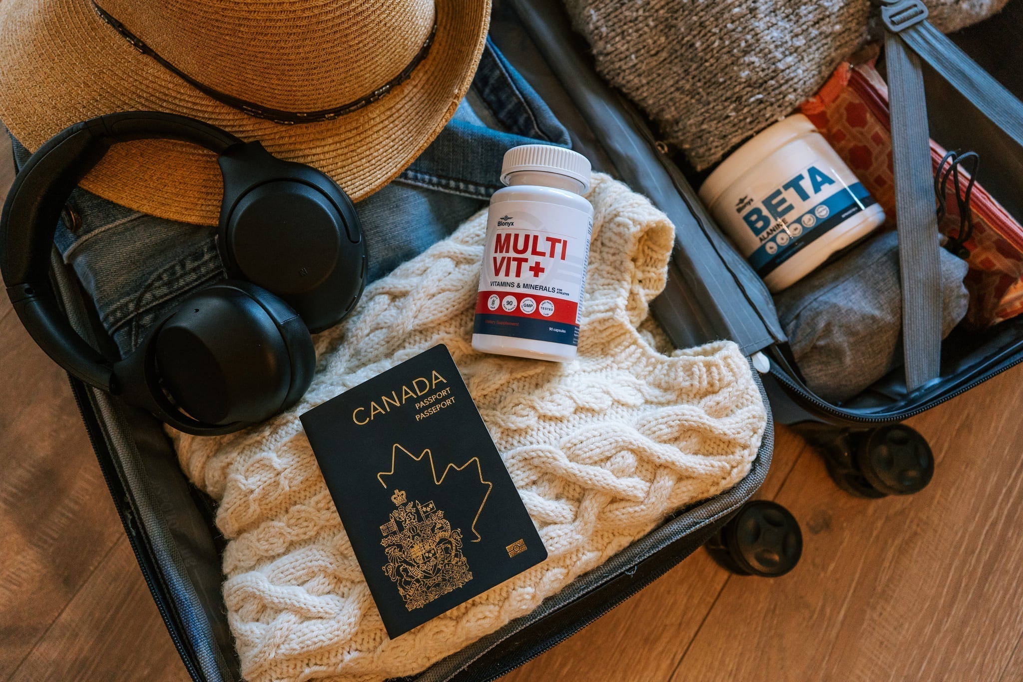 Suitcase with supplements
