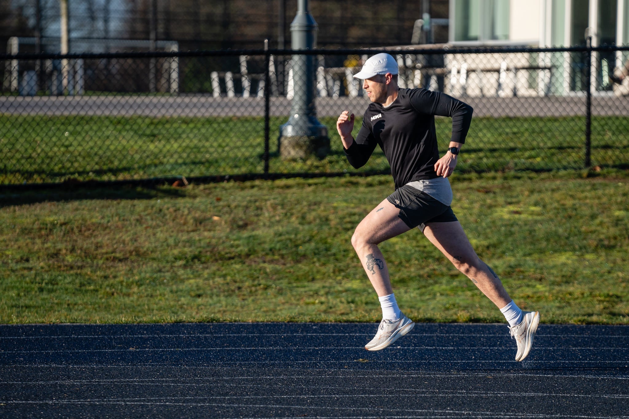 Athlete sprinting on a track