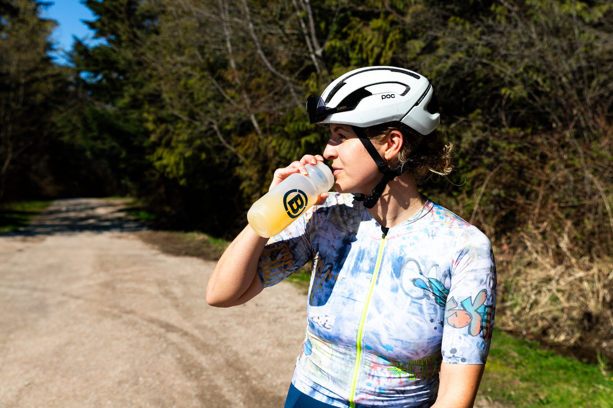 Triathlete Bronwyn Davies sipping Blonyx Hydra+