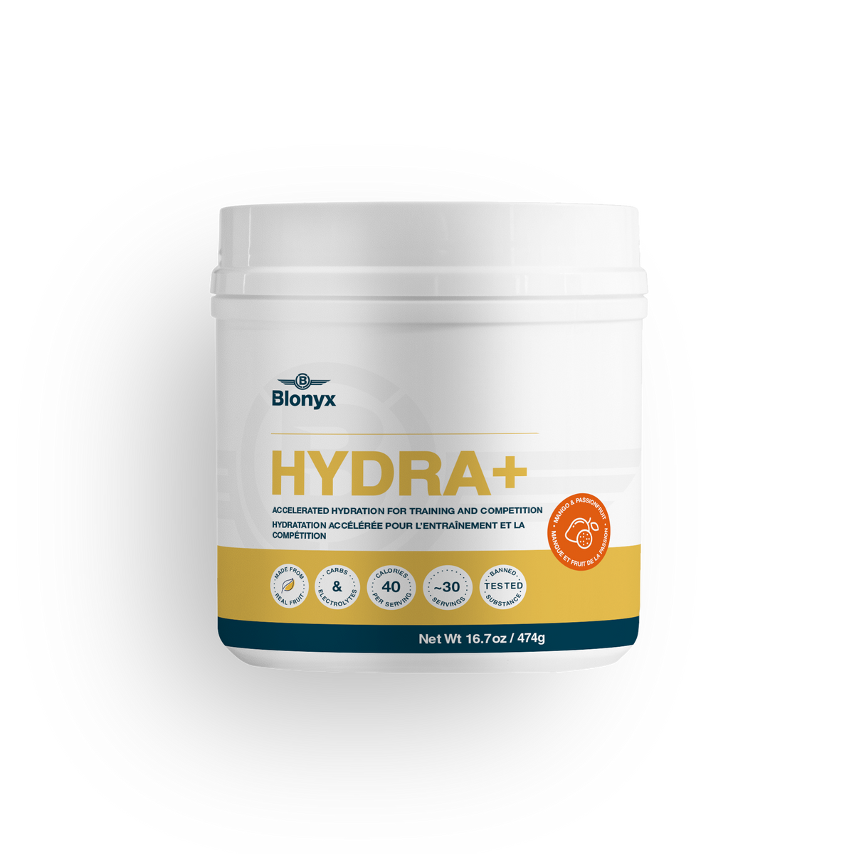 Blonyx Hydra+ supplement container on a transparent background