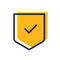 An icon representing a badge with a check mark.