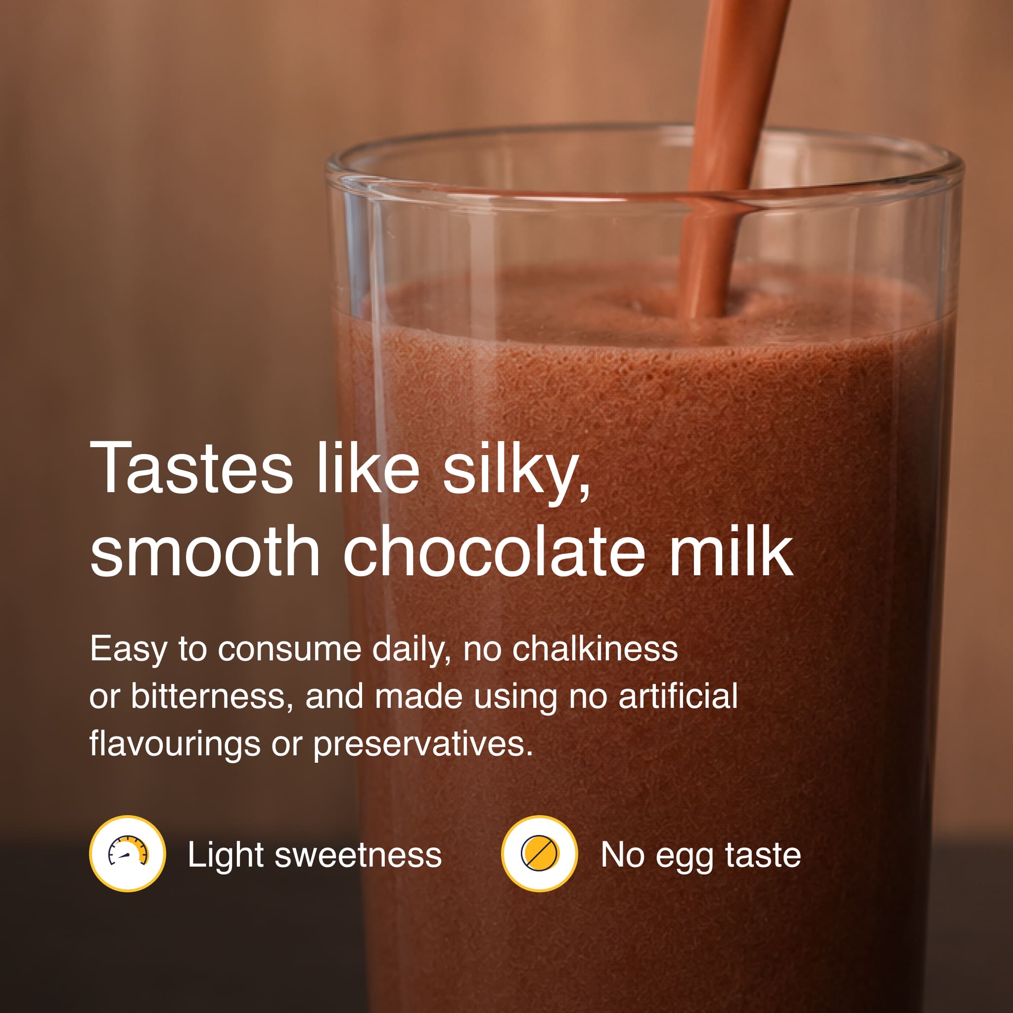 Blonyx Egg White Protein Isolate chocolate milk flavour protein shake with smooth texture and no chalky aftertaste