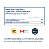Blonyx HMB+ Creatine supplement facts and certifications.