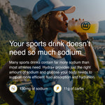 Athlete drinking Blonyx Hydra+ sports drink featuring 130mg sodium and 11g carbohydrates to support fluid absorption, hydration, and endurance performance.