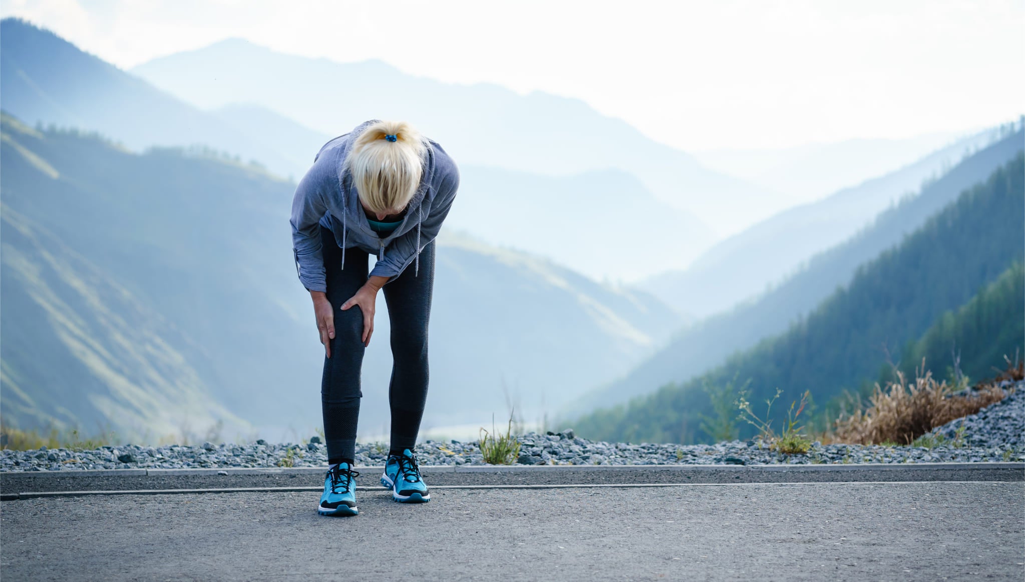 Injured Athlete beside a Road