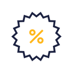 An icon representing a percentage discount.