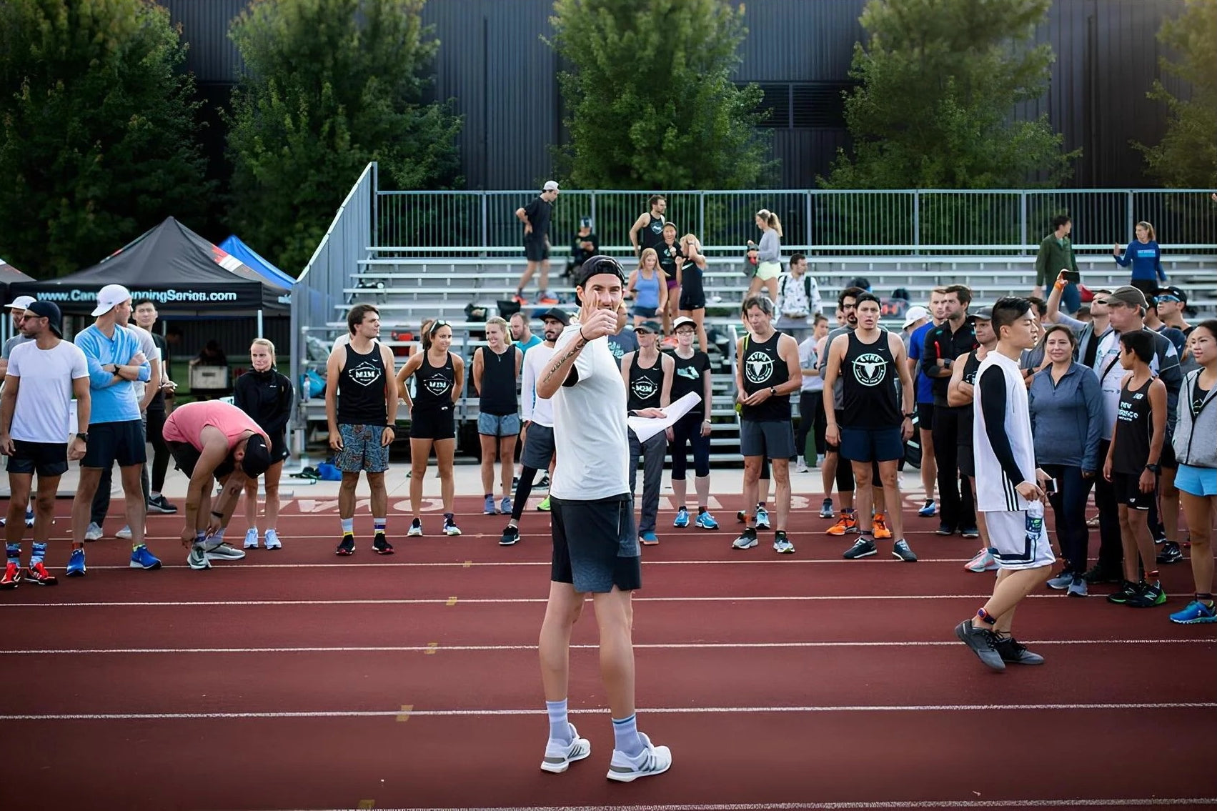 Rob Watson coaching a group of runners