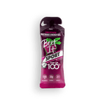 Beet It Sport energy gel on a grey background.